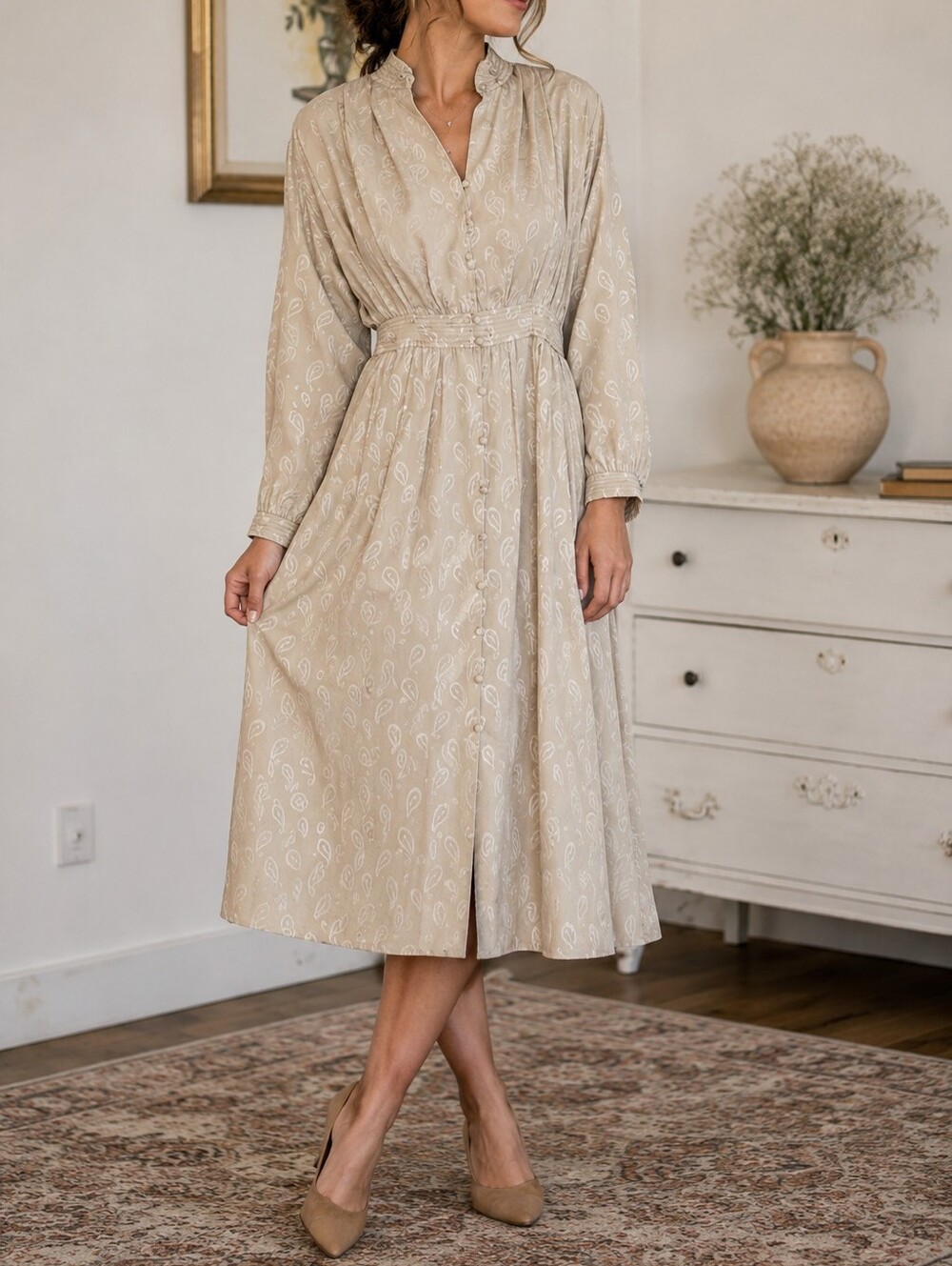 I. Magnin Vintage Ivory Cream Gown Dress women 6